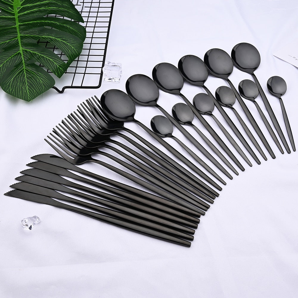 Black/Gold Flatware Set